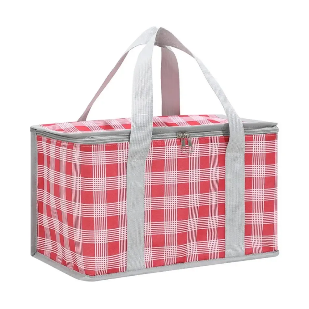 sac de rangement isotherme à carreaux pour femme, sac fourre-tout pour pique-nique printanier, sac à main pour aliments, sac de camping pour conservation des aliments
