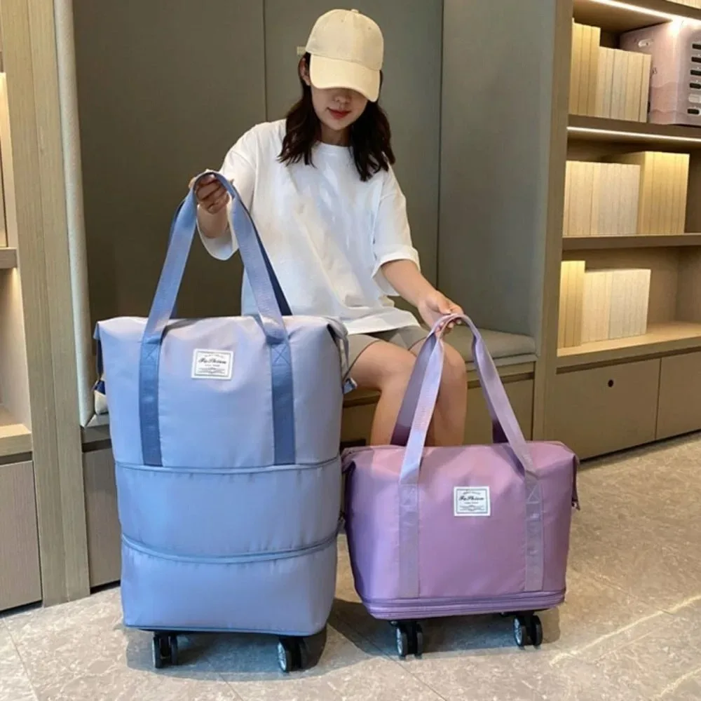 sac de sport en tissu oxford avec roulettes, séparation sec-humide, sac de voyage pliable portable, grande capacité extensible
