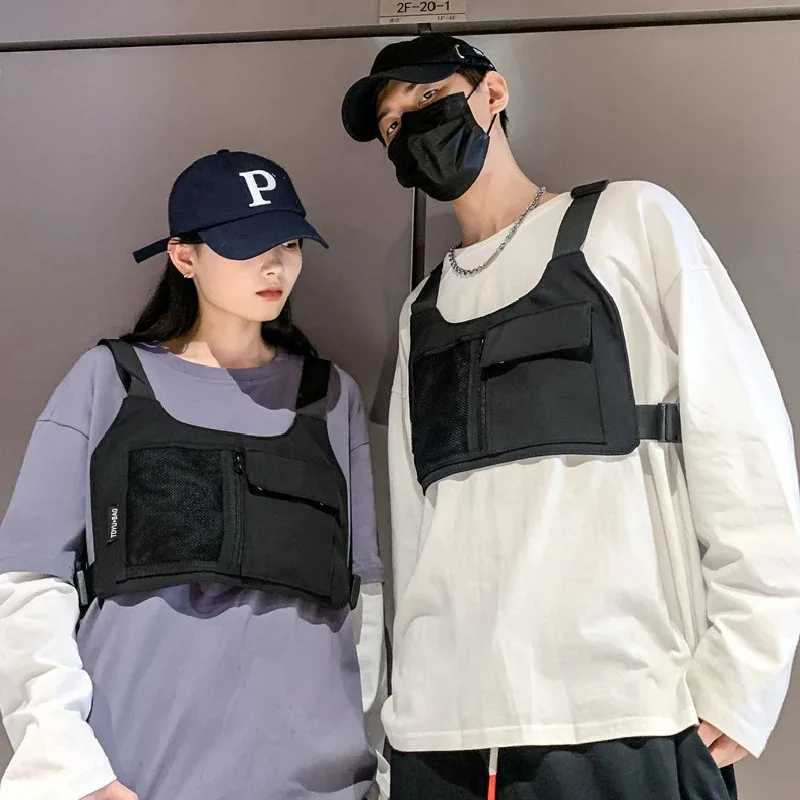 hip-hop streetwear unisexe poitrine plate-forme sac haute qualité nylon poitrine sacs multi-fonction tactique gilet sac à dos