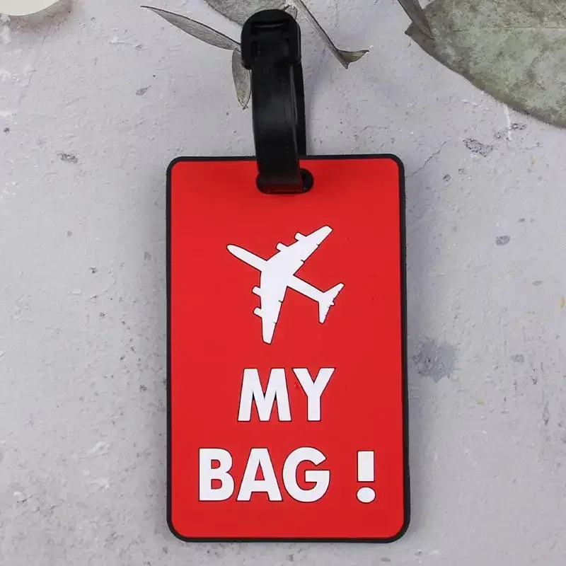 étiquette bagage plastique motif world traveler my tour avion bleu rouge rose vert marron identité voyage croisière