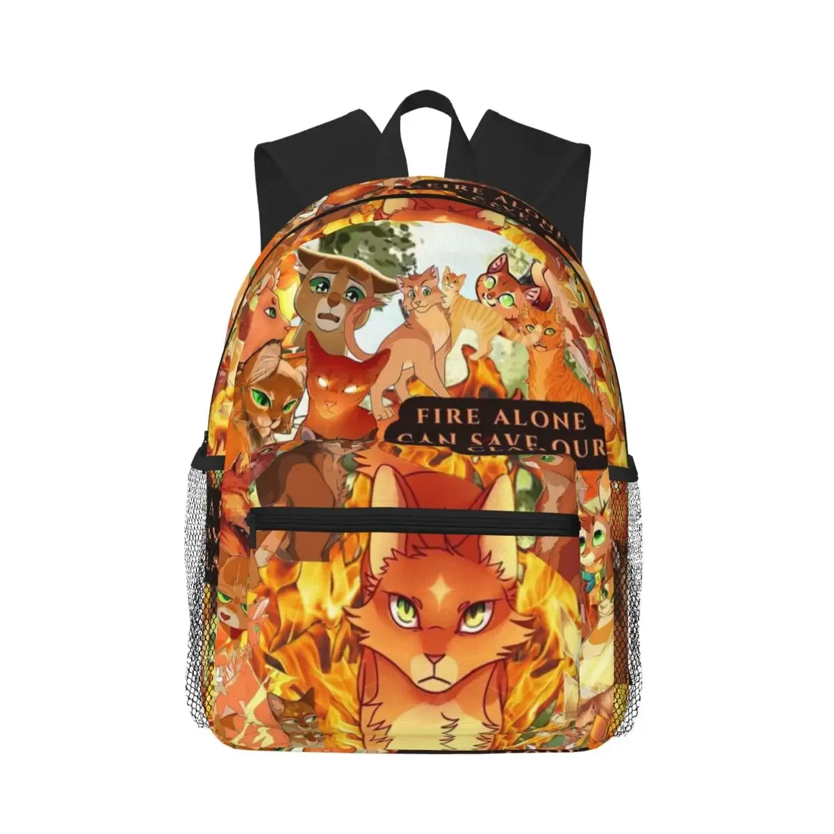 four warriors warrior cats sac à dos pour étudiants, sac d'école, sac à dos de randonnée, sac de voyage pour garçons et filles, sac à bandoulière