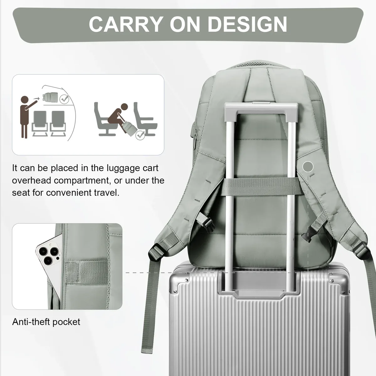 sac à dos pour femme, sac à dos de voyage à fermeture hermétique, sac pour ordinateur portable, sac à dos de voyage compressible, sac à dos de voyage multifonctionnel de grande capacité