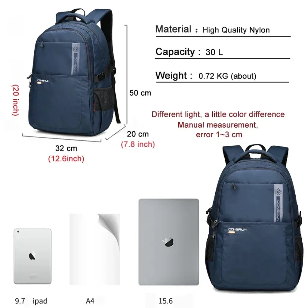 sac dos nylon unisexe noir bleu marine beige marron cadre externe ventilation 3d sangles poignées souple polyester intérieur ordinateur portable voyage décontracté