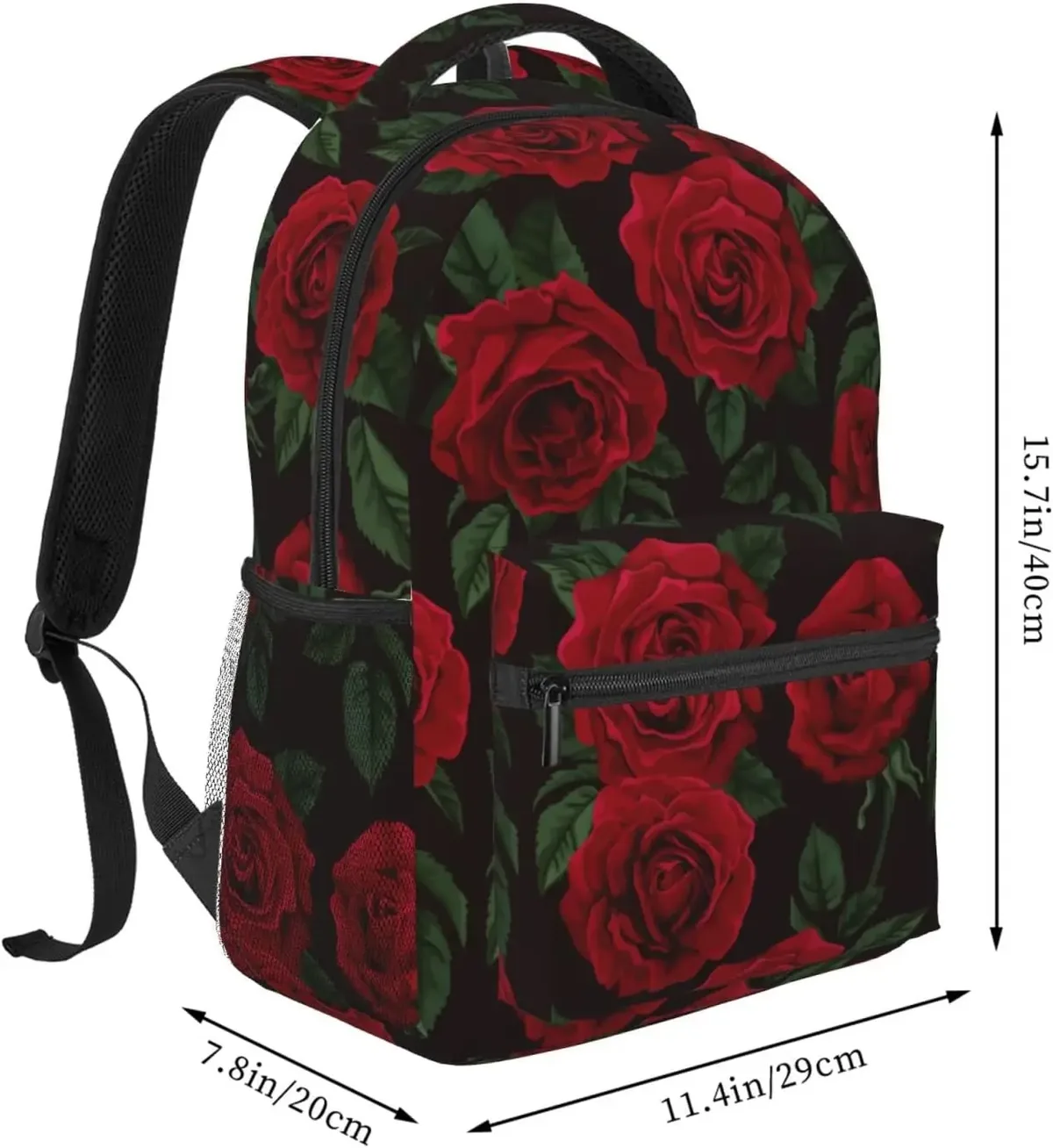 sac à dos léger à motif de fleurs roses rouges pour hommes et femmes, sac à dos universitaire, sac à dos décontracté, sac de voyage pour ordinateur portable
