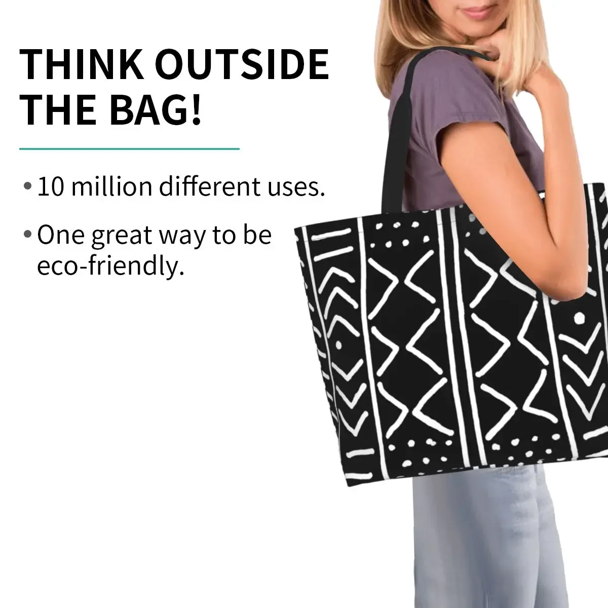 sac fourre-tout en toile de grande capacité avec motif tissé africain, sac à bandoulière pour femme, idéal pour le shopping et les courses
