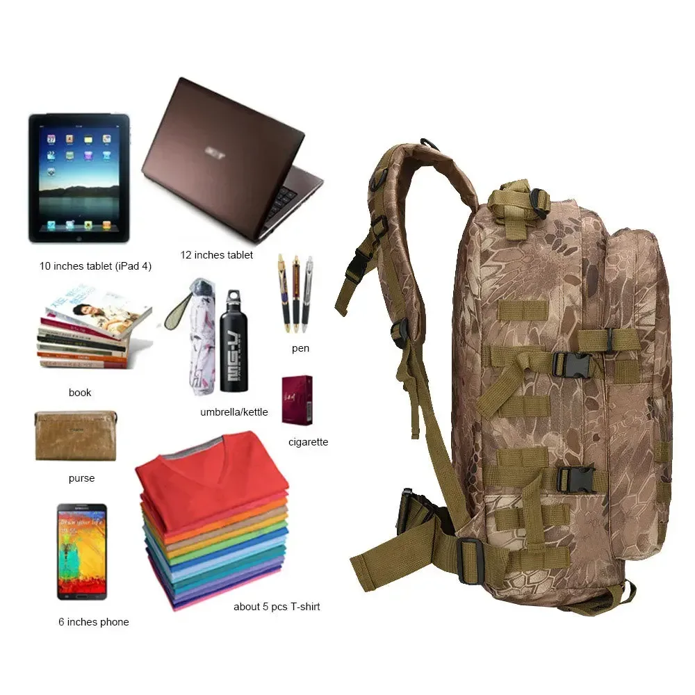 50l 3d extérieur sac à dos tactique molle sac d'assaut étanche chasse escalade randonnée pêche trekking voyage mochila sac à dos