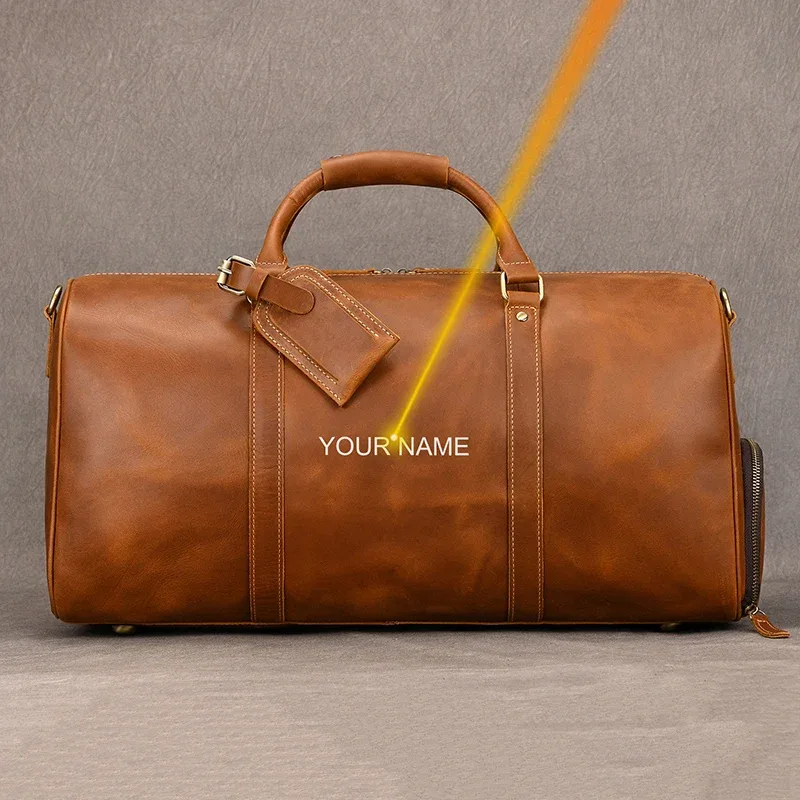 sac de voyage pour hommes, grande capacité, polochon de voyage en cuir véritable avec poche à chaussures, grand sac à bandoulière étanche pour hommes