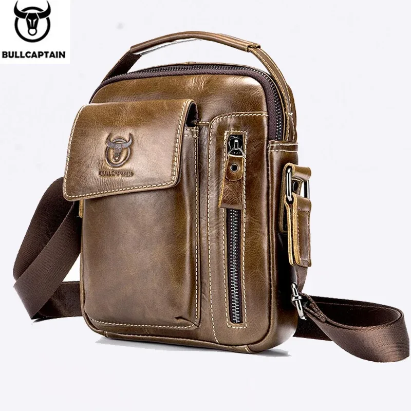 bullcaptain décontracté mode hommes sac de messager affaires portable sac à main homme en cuir sac à bandoulière mobile 6.5 ''sacs pour téléphone