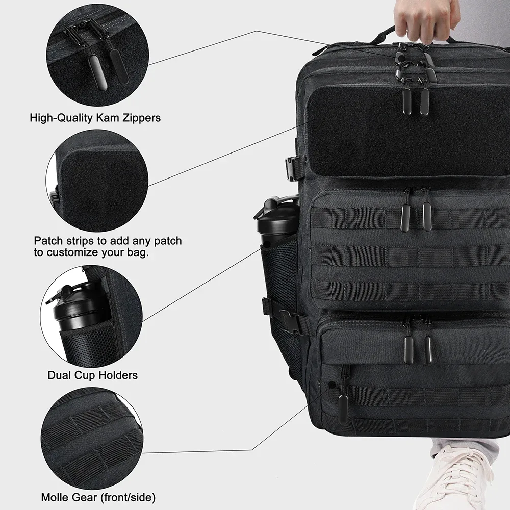 sac à dos tactique lhi 60l pour hommes, sac de sport, de voyage, d'affaires, de camping, de randonnée, avec compartiment pour chaussures