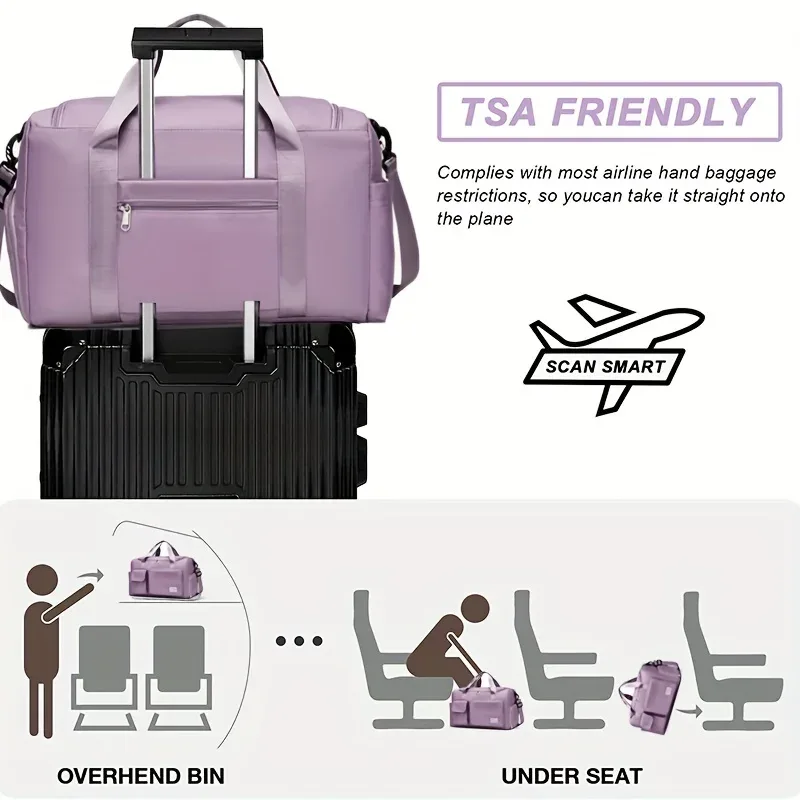 Sac de voyage de grande capacité, sac à main portable à fermeture éclair pour le sport, sac de nuit multifonctionnel unisexe pour le 03