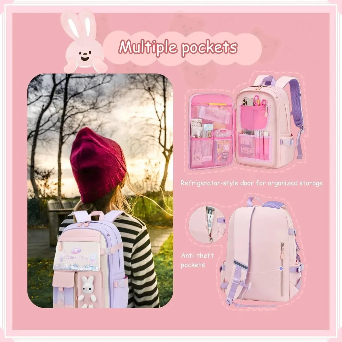 sac à dos scolaire, sacoche pour ordinateur portable, sac d'école pour enfants (sac à dos de loisirs, sac à dos pour femme, sac à dos de jour, sacoche pour ordinateur portable, ergonomique pour les adolescents et les jeunes filles), sac à dos pour l'école, le cyclisme, les loisirs et les voyages