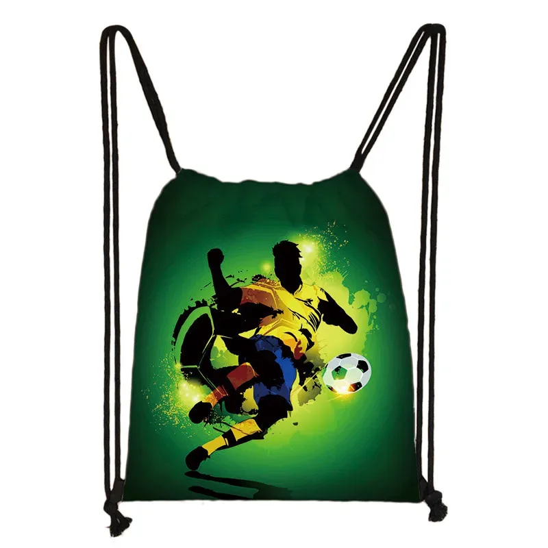 sac à dos en toile avec imprimé footbally et soccerly pour homme, sac de voyage avec cordon de serrage de proximité pour garçon adolescent, porte-chaussures, cadeau pour enfant