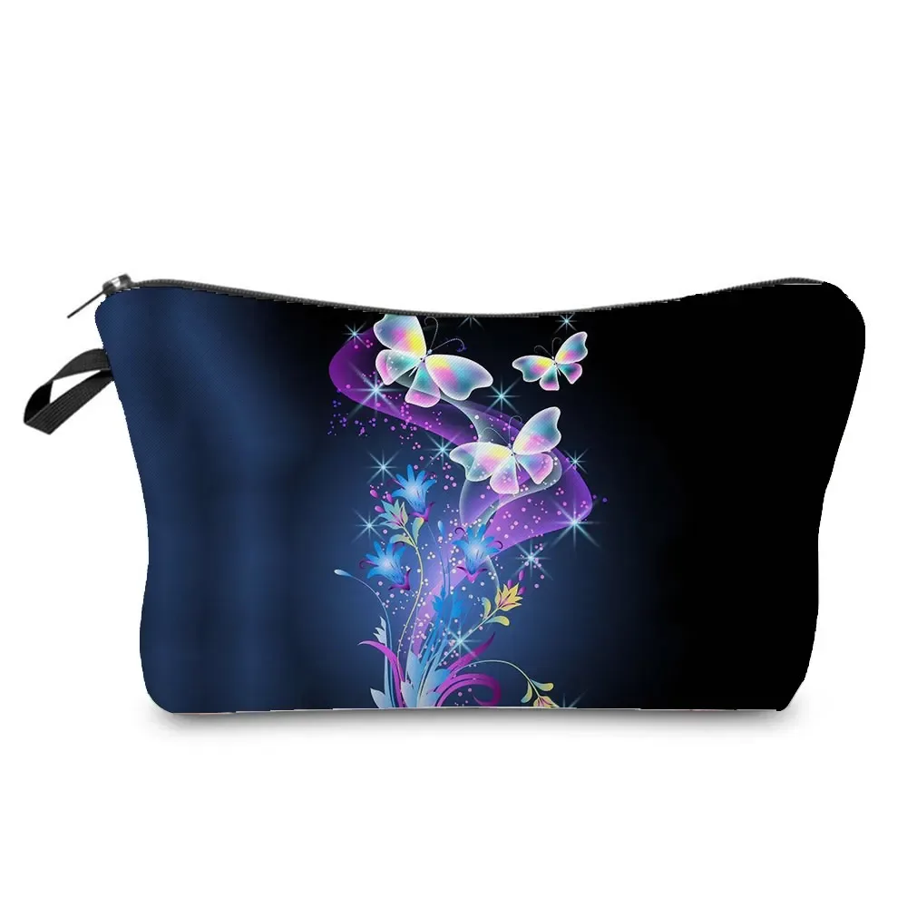 sac à cosmétiques imprimé papillon pour femmes, trousse à crayons d'école pratique avec animaux, mini sac de rangement de voyage, sacs de maquillage pour dames