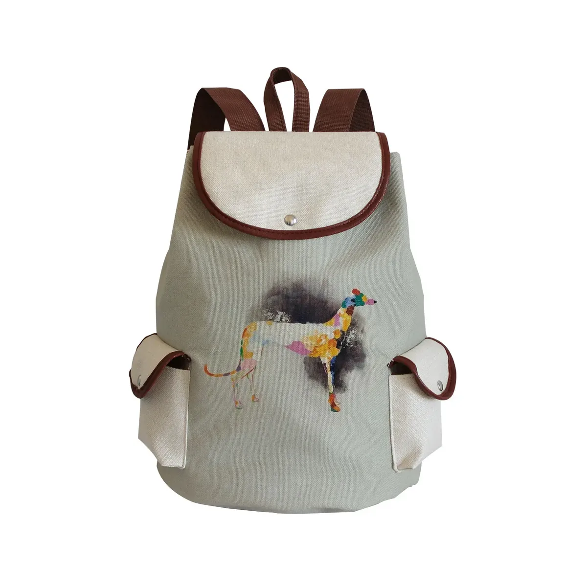 sac à dos personnalisé avec peinture à l'huile et imprimé de chien lévrier, sacoche de styliste durable pour shopping et voyage, accessoire d'extérieur décontracté pour femme