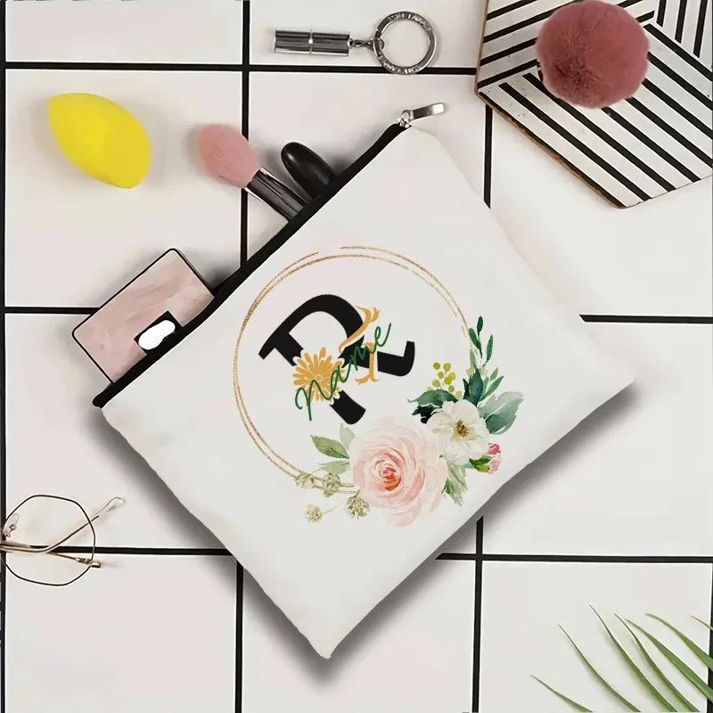 pochette à cosmétiques personnalisable avec nom, pochette à cosmétiques pour fête, pochette à cosmétiques de voyage, sac de maquillage pour mariage, organisateur avec doublure intérieure en toile pour femme