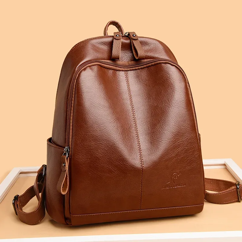 nouveau coréen en cuir souple grande capacité voyage sacs à dos femmes mode vintage sacs à bandoulière sac à bandoulière cahier cartable