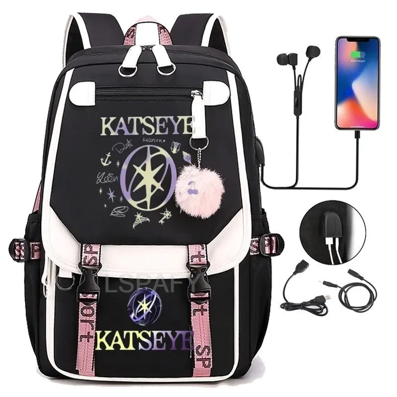 sac à dos multicolore katseye, patchwork, grande capacité, sac à dos de voyage, mochila, sac à dos pour femme, sac à dos en toile, sac à dos pour ordinateur portable, sacs d'école