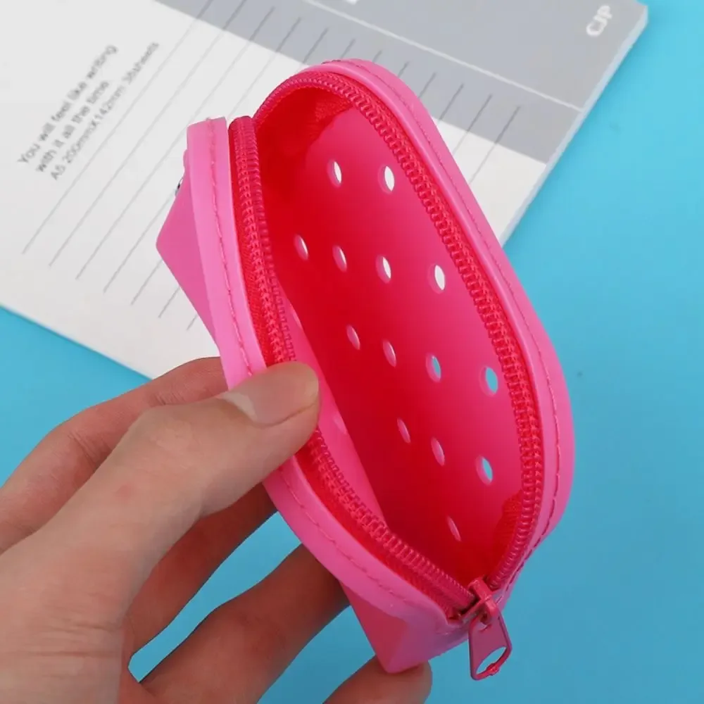 portefeuille à mini trous en silicone souple, porte-monnaie à fermeture éclair, porte-cartes, sac d'argent pour femmes et filles, sac de rangement en poudre à fermeture éclair