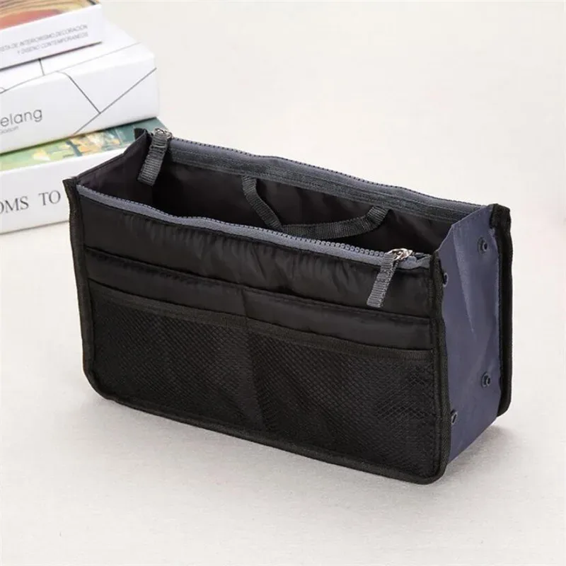 organisateur insérer sac femmes nylon voyage brosses organisateur sac à main sac à main grande doublure dame maquillage sac cosmétique pas cher femme fourre-tout