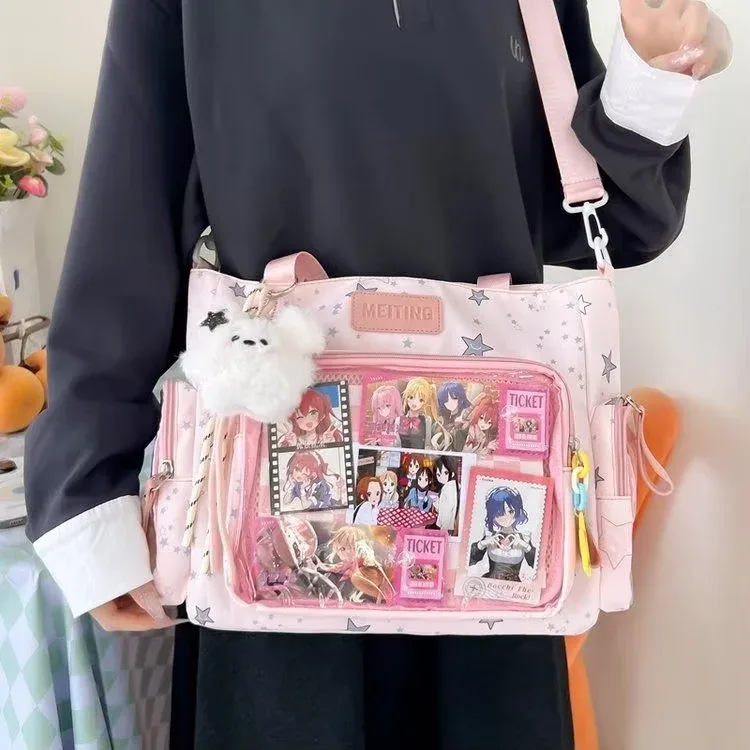 y2k mignon japonais ins ita sac lolita fille fourre-tout transparent sac à bandoulière grande capacité sac à bandoulière décontracté bricolage affichage sacs à main