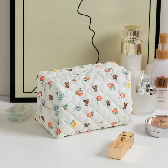 pochette de maquillage brodée de fleurs personnalisée, grande capacité, pochette cosmétique, cadeaux de demoiselle d'honneur, cadeau de fête des mères, sac organisateur de maquillage