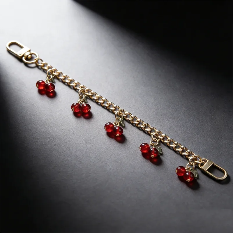 chaîne de suspension pour sac en alliage de zinc diy avec pendentif cerise, chaîne de transport détachable pour sac à bandoulière, chaîne d'extension pour sac à main pour femme