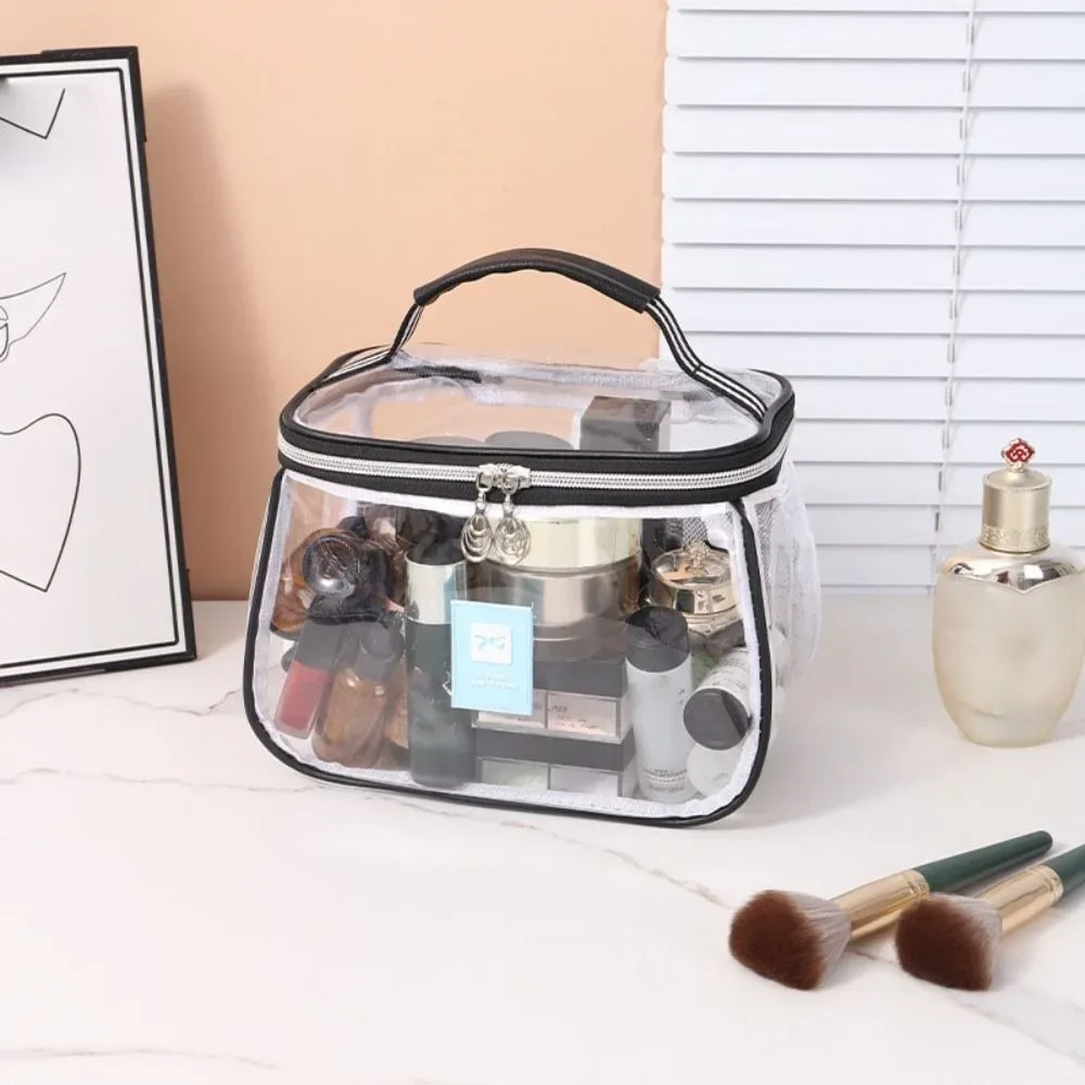 nouvelle trousse de toilette en pvc, grande capacité, imperméable, transparente, à main, pour organiser les articles de toilette, pour femmes