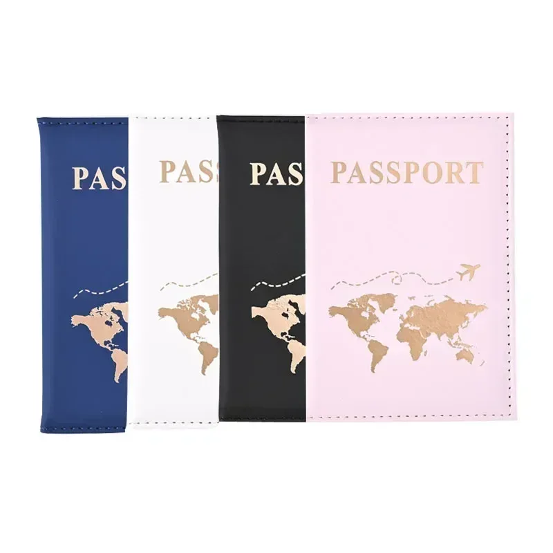 étui porte-passeport de voyage pour femmes et hommes, housse de protection en pu pour passeport, lettre imprimée, carte d'identité, porte-passeport, sacs à clip