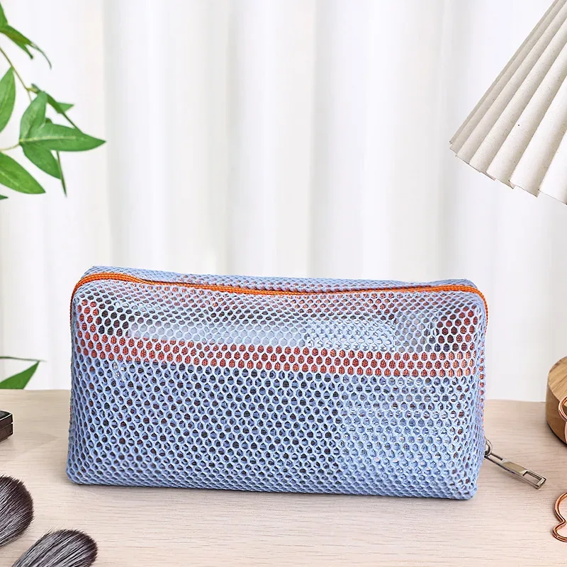 sac à cosmétiques de voyage en maille noire, 1 pièce, sac de maquillage à fermeture éclair pour femmes, trousse de toilette de lavage, organisateur de maquillage, pochette de rangement portable