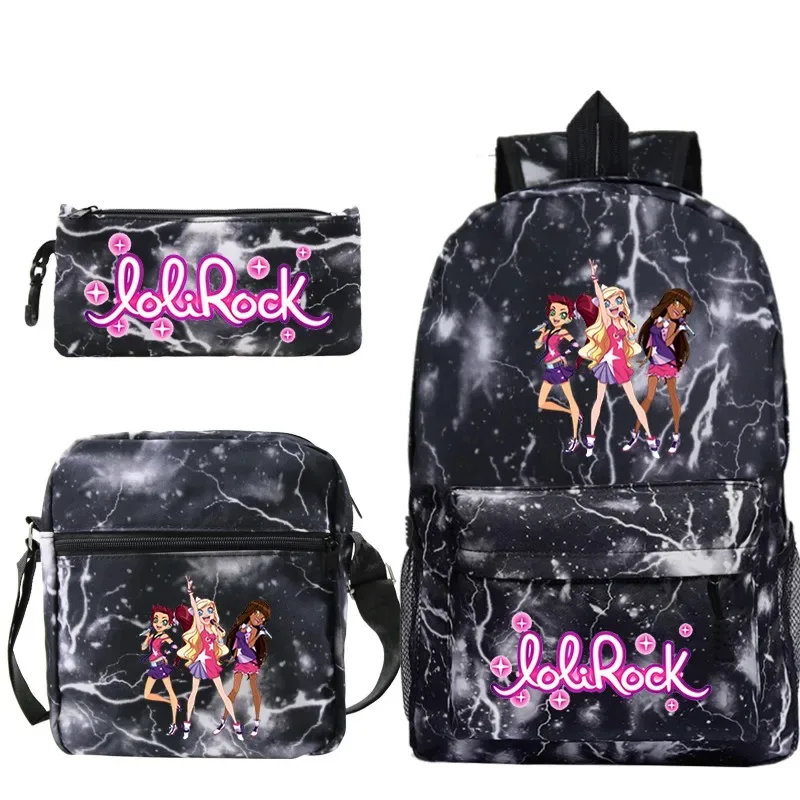 ensemble de sac à dos lolirock mignon pour garçons et filles, sacs d'école animés, sac à dos de voyage pour hommes et femmes, cadeau pour adolescents, 3 pièces