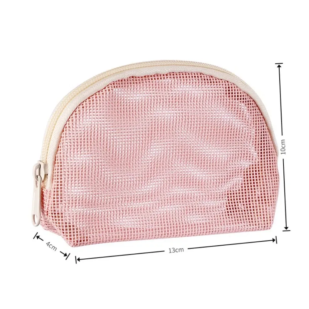 sac de maquillage en maille portable de grande capacité, sac de rangement de cosmétiques portatif de couleur unie, sac de rangement de toilette léger