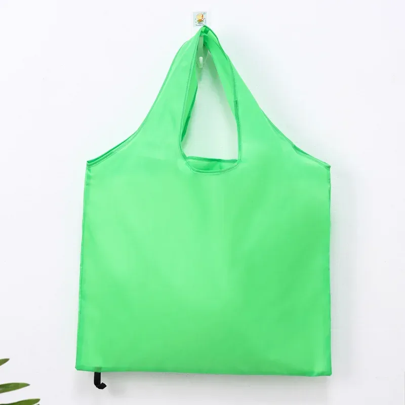 sac de courses réutilisable de couleur unie pour femmes et hommes, sac d'épicerie pliable en nylon, sac fourre-tout écologique, sacs à main portables