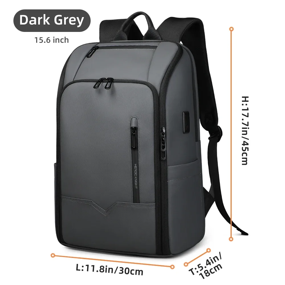 sac à dos d'affaires heroic knight pour ordinateur portable de 15,6 pouces, grand sac à dos de voyage étanche pour homme, sac à dos minimaliste pour les trajets au bureau, mochila avec usb