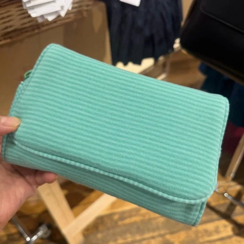 trousse de toilette coréenne en toile à pois rose tendance avec miroir rabattable, sac de voyage portable à fermeture éclair pour cosmétiques, cadeau mignon pour fille