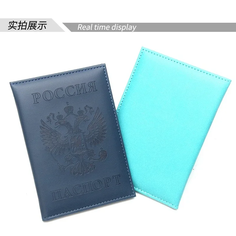 nouveau porte-passeport emblème national russe en cuir double tête aigle passeport couvre portefeuille voyage passeport couverture porte-carte d'identité