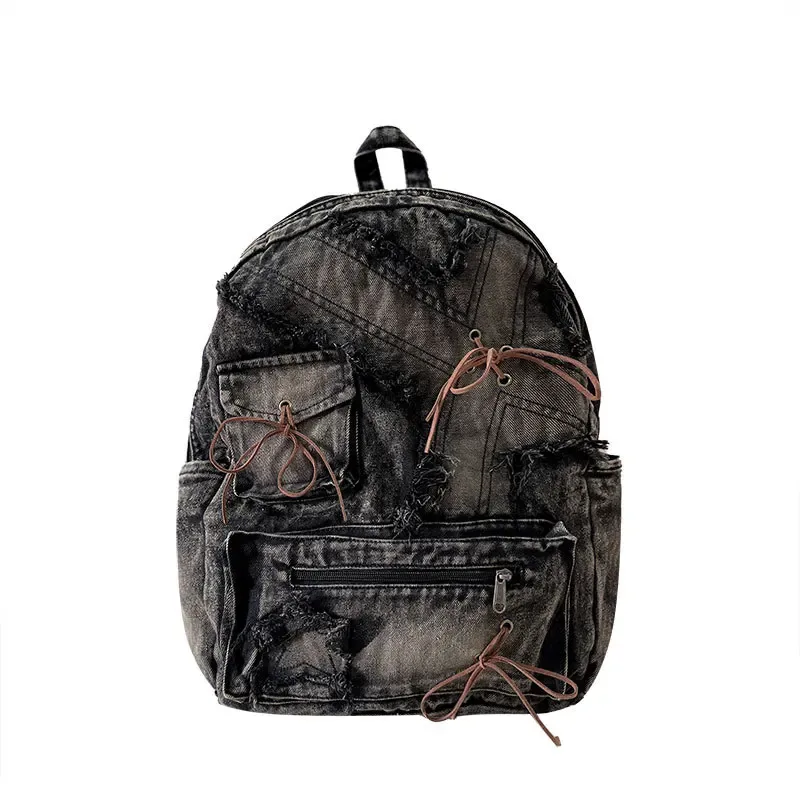sac à dos en jean délavé grande capacité pour femme, style y2k, tendance, sac de voyage, sac à dos décontracté pour filles, sac de navetteur
