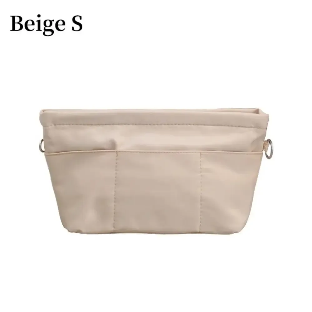 pochette cosmétique nylon beige compartiments fermeture glissière organisateur voyage femmes capacité grande multipoches sécurité antivol