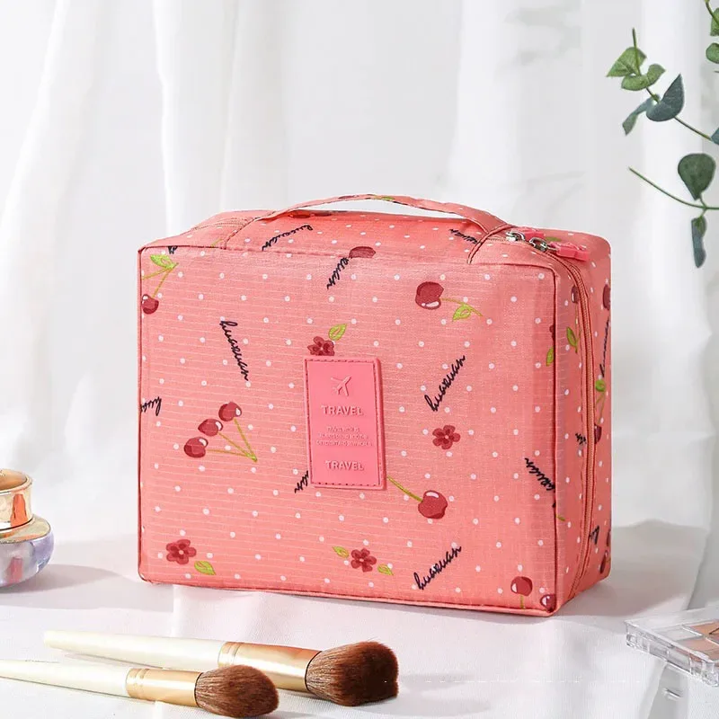 trousse de toilette de voyage à imprimé floral, organiseur de cosmétiques imperméable avec poignée pour femmes et filles