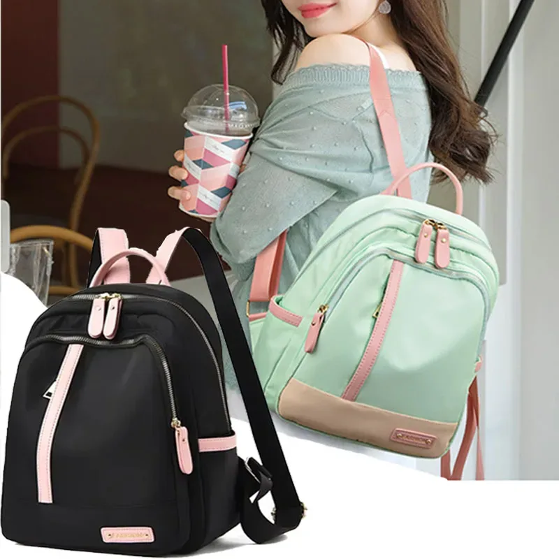 sac à dos de couleur contrastée pour femmes, sacs d'école de grande capacité pour adolescents, sac à dos de voyage oxford étanche pour filles