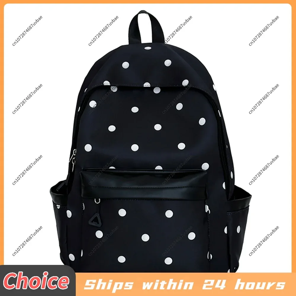 sac à dos esthétique à pois style preppy, sac à dos scolaire mignon et décontracté pour les étudiantes du primaire et du collège