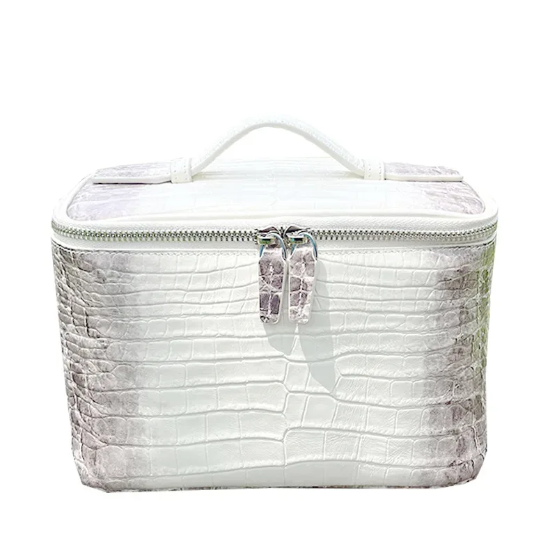 sac de toilette et trousse de maquillage pour femmes en cuir de vachette de première qualité à motif crocodile, grande capacité, style européen et américain