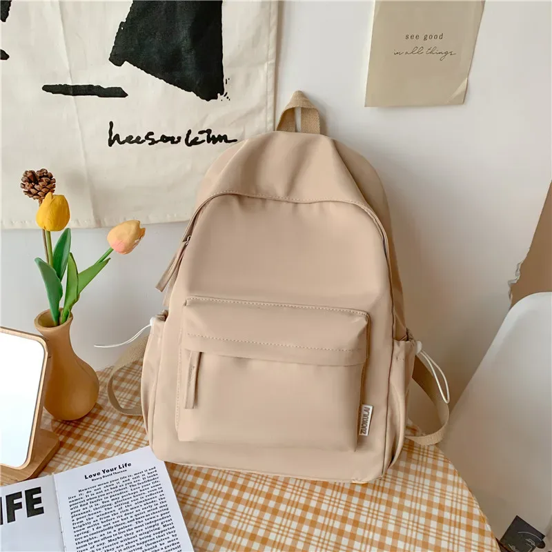 sac à dos polyvalent décontracté minimaliste rose pour étudiants, sac de voyage brodé, grande capacité, n'importe quel nom, style forêt