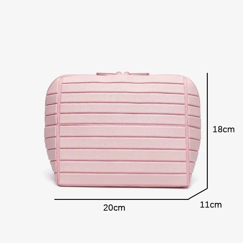 sac de rangement rayé en pvc, grande capacité, pochette de rangement pour articles de toilette de voyage en plein air, sac à cosmétiques de voyage portable, 1 pièce