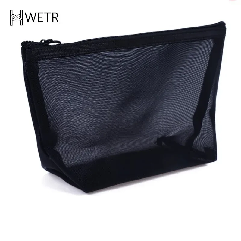 sacs de rangement pour pinceaux de maquillage pour femmes, poudres de maquillage, rouge à lèvres, étui à crayons en maille transparente pour étudiants, ins travel cosmetic evaluation