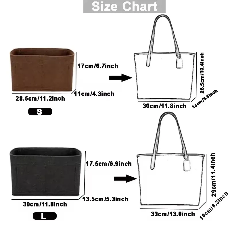 organisateur de sac, doublure en feutre, accessoire de poche pour sac à main d'entraîneur, doublure durable, rangement, sac de tri, support de partie intérieure