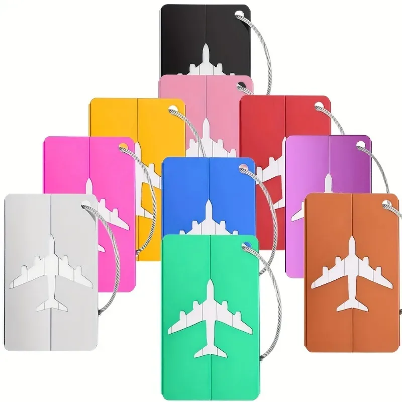 Étiquette de bagage de voyage en aluminium, 5/10 pièces, identification durable des bagages avec porte-carte de visite, étiquette de mode, accessoires de voyage