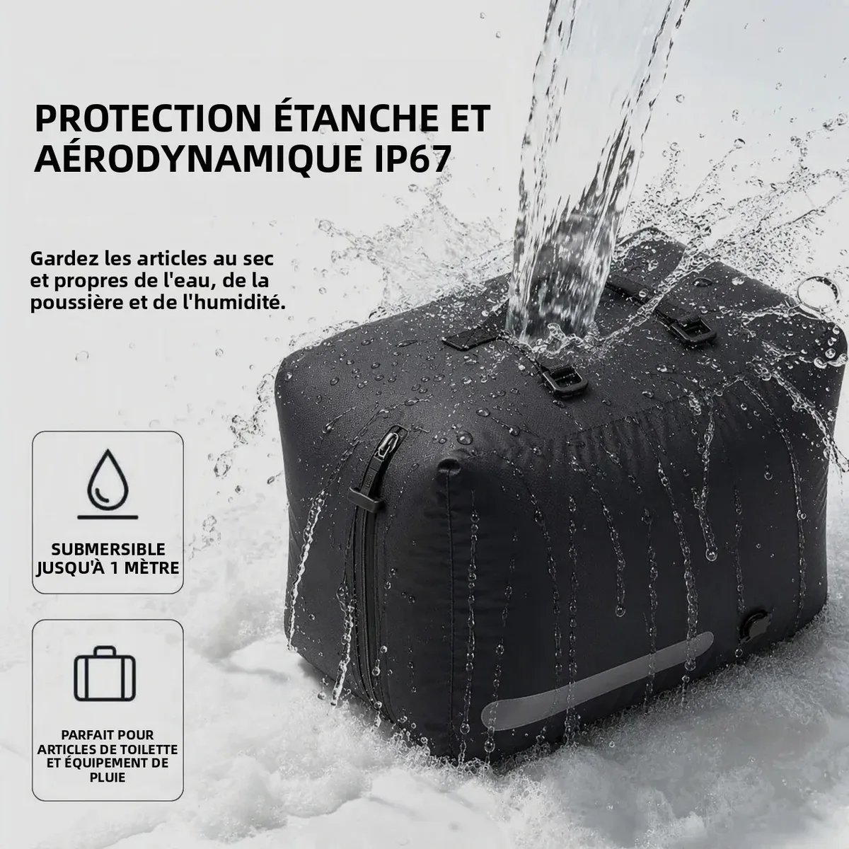 sac compression polyester noir bandes grises vide voyage rangement grande capacité utilisation famille camping