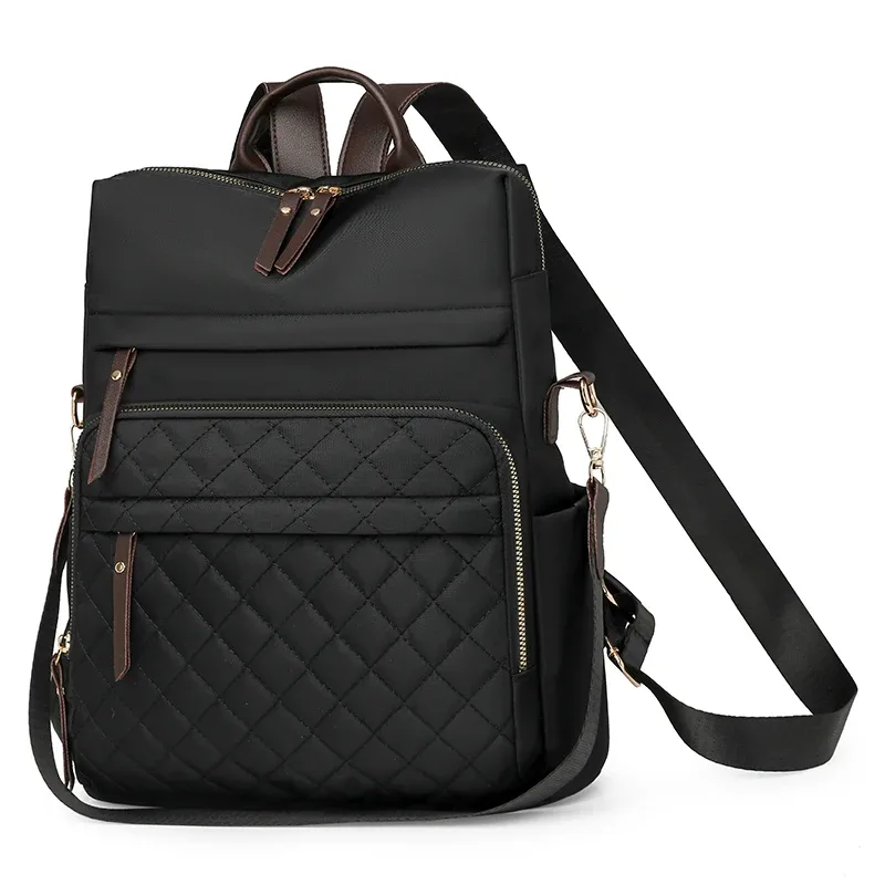 sac à dos à carreaux pour femmes, sac à dos imperméable en nylon, sac à main de grande capacité pour livres, voyage en plein air, cartable de week-end