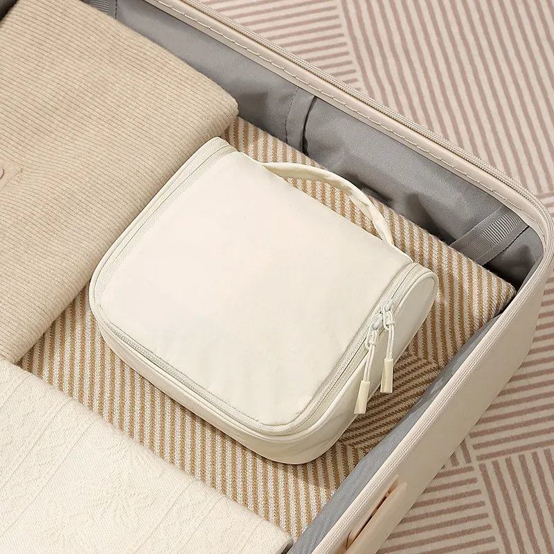trousse de toilette suspendue portable, organisateur de voyage minimaliste, pochette de rangement pour maquillage, trousse de toilette avec crochet, étui à cosmétiques