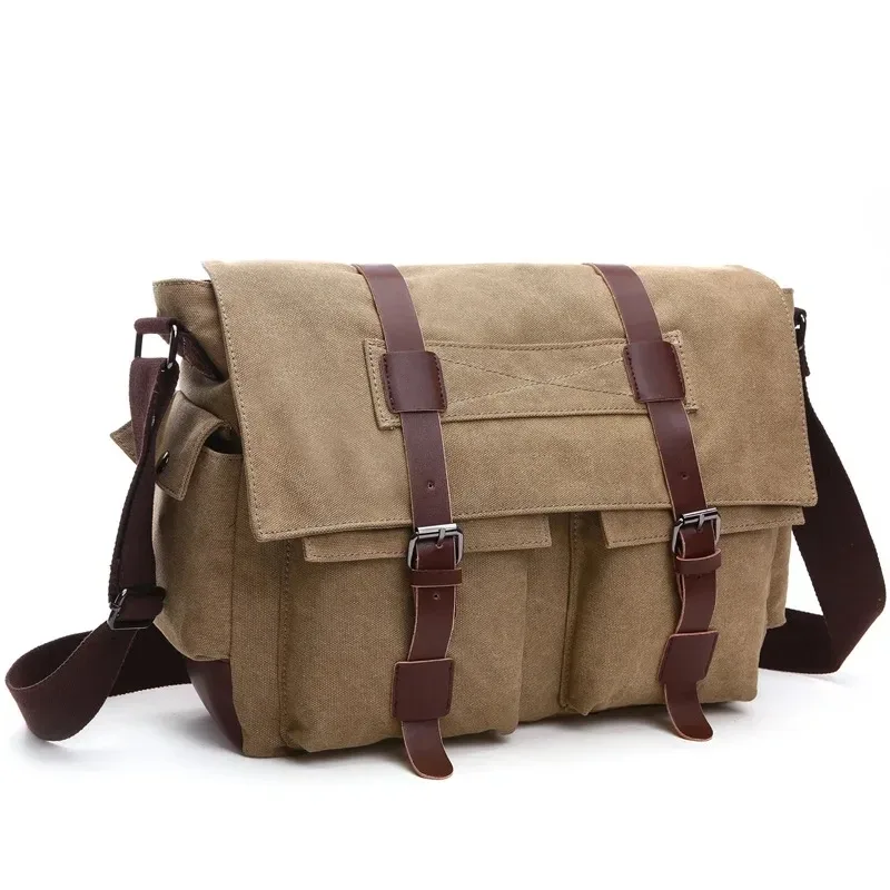 toile hommes sacs de messager d'affaires pour hommes sac à bandoulière vintage toile sac à bandoulière rétro décontracté bureau sac de voyage